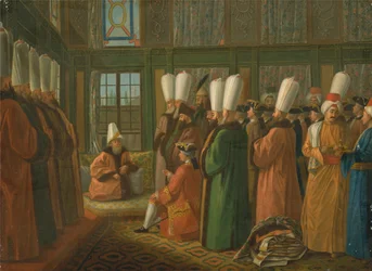 Grand Vizier ger publik till den engelska ambassadören